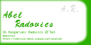 abel radovics business card